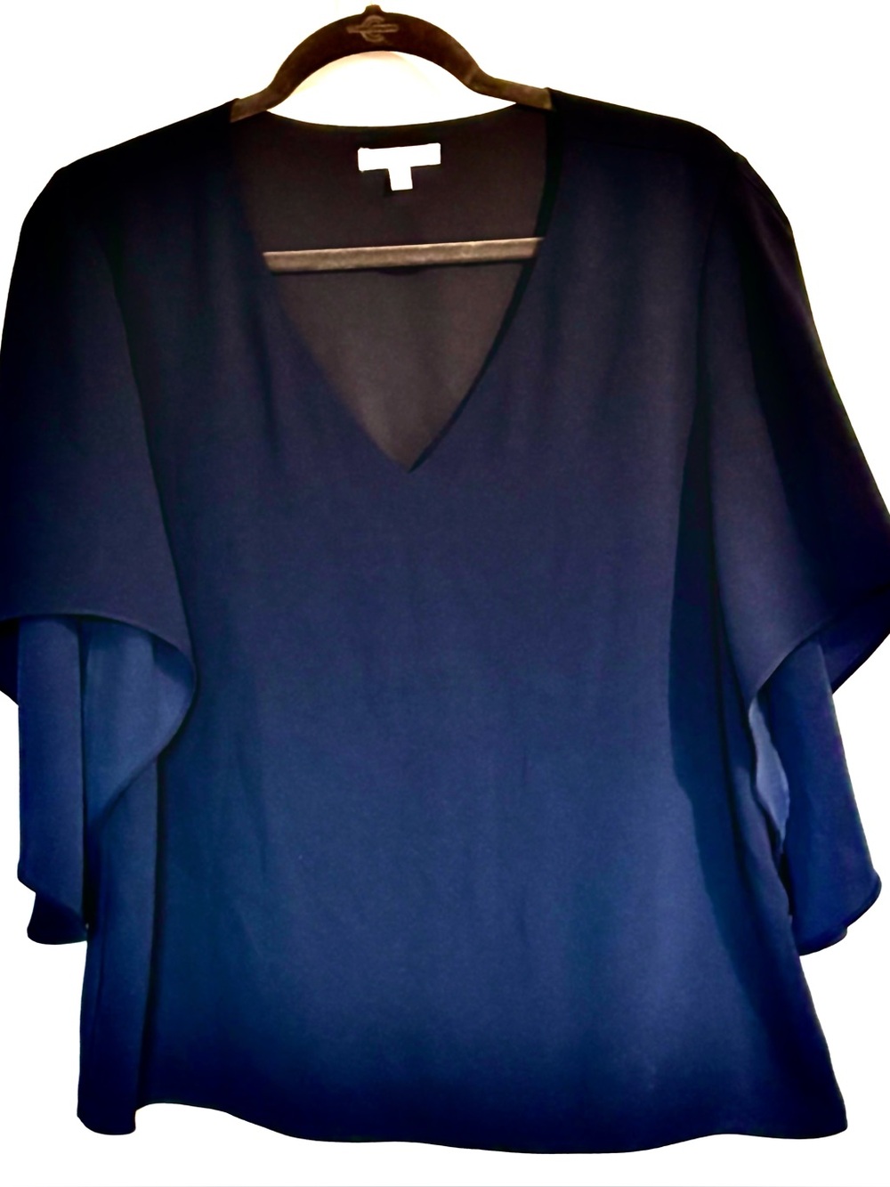 NEW ANNA CATE nina blouse in Midnight Blue featuring tulip sleeves Sz small